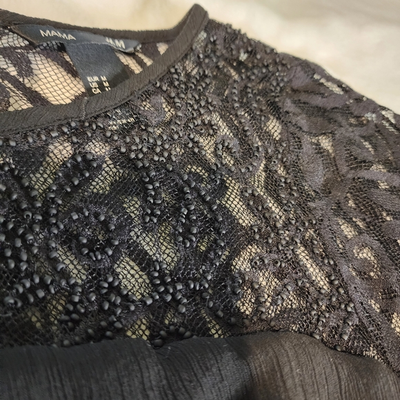 H&M MAMA maternity top, black beaded empire waist, size M, EUC - Picture 3 of 9